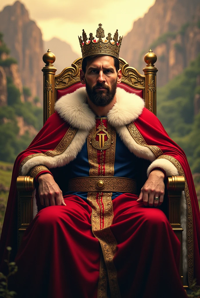 Messi as a king with his hingdom