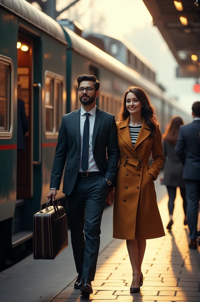 An educated man boarded a train with his open wife and a bag