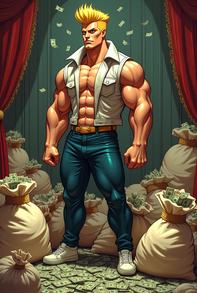 best quality, masterpiece, ruggedly handsome man with wavy brown hair, muscular bodybuilder, leather fetish gear, pinch his own nipples, kneeling on led stage, prince albert piercing, (dripping precum), gasping for air, blushing, sexy male crowd in the background throwing money at him, laser lights and RGB spotlights in the background, sexy, gay, homoerotic, zoomed out, best view, ambient lighting, extremely dramatic shadows, perfection, no watermark, no logo, no signature