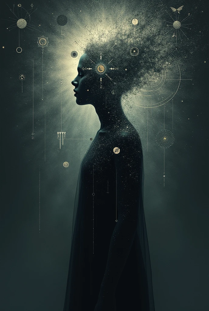 profile pic, dark gray background, drawing symbols about curiosity