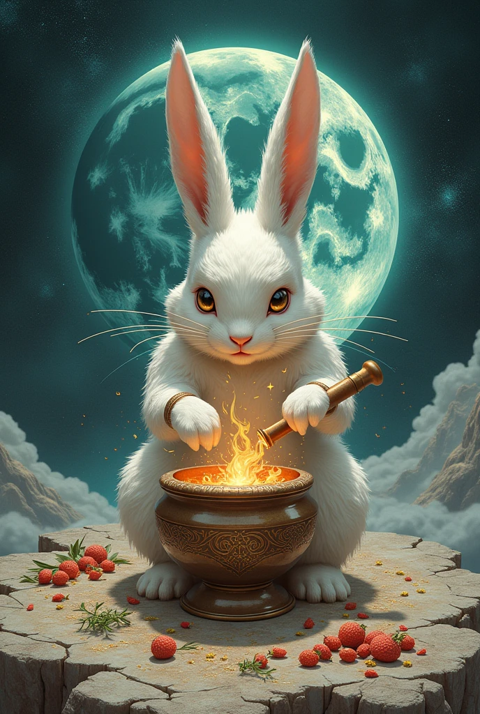 Moon "Jade Rabbit" pounding medicine map