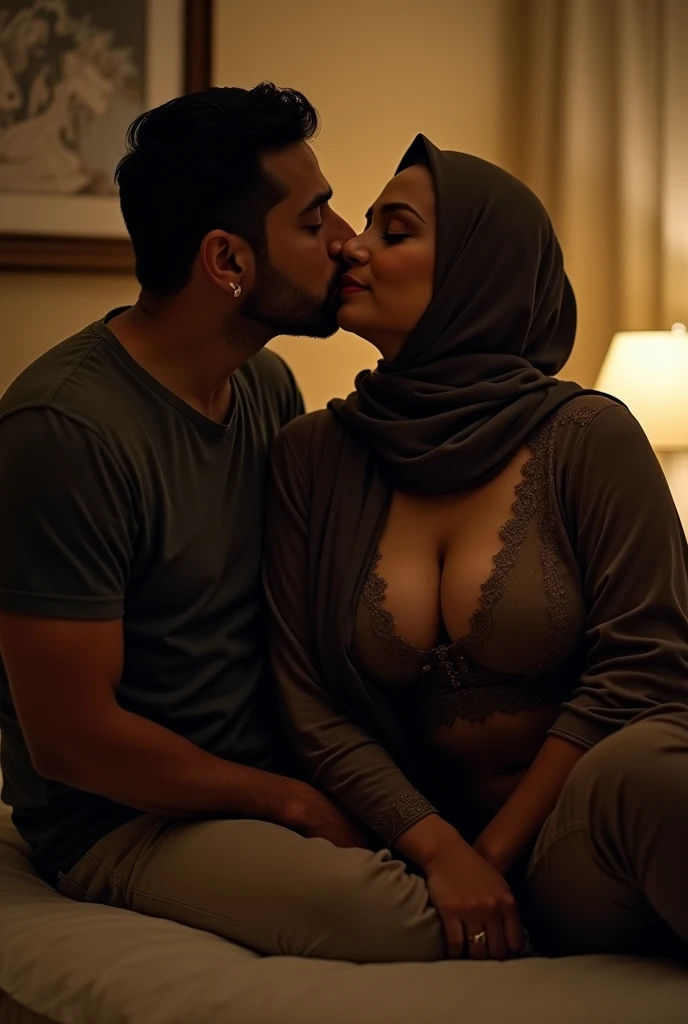 Nude Woman in hijab get fucked by a bald man at ground in room realistic body realistic photorealism photo normal body 