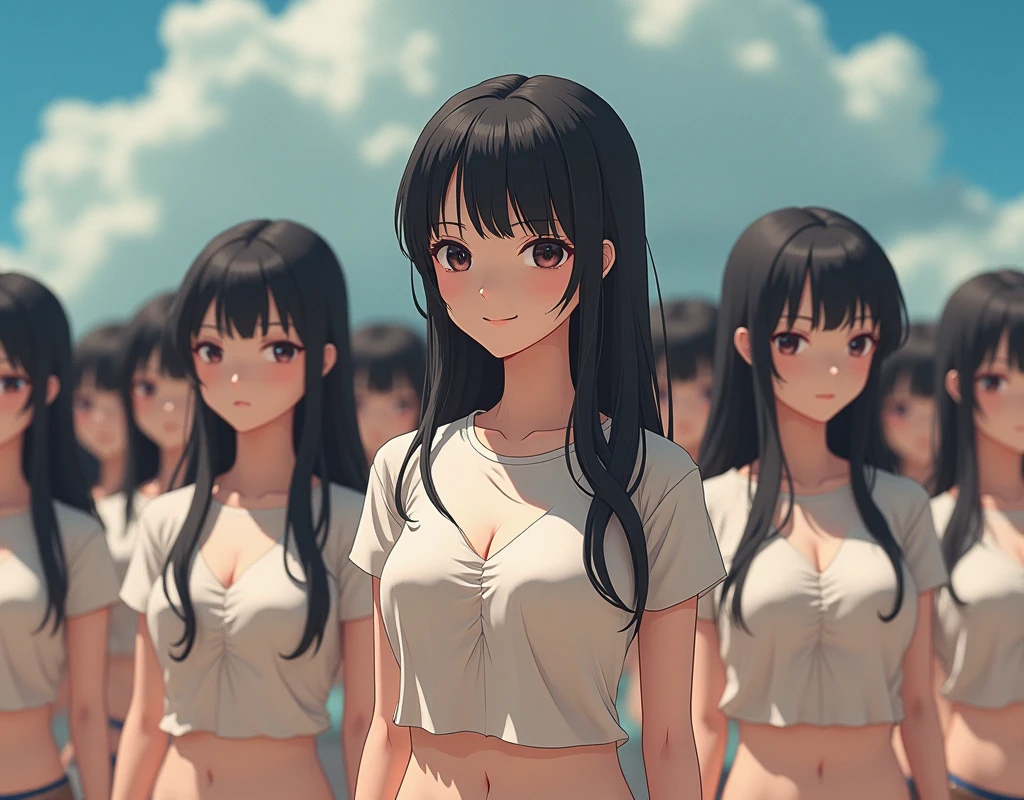 (((((Japanese Clone-girls=Myself))))), (((Super Best masterpiece Clone-girls Raw Photography Art))), (((16K, Highest quality, Ultra-high resolution, RAW Photos))), (((It's so unrealistic., With unparalleled depiction, With an unfathomable sight, An unprecedented and shocking worldview, Clone-girls: In a world of mass reproduction, Ultra-realistic))), (((Japanese Girls, Sasaki Nozomi, 28yo, Small face, Thick black hair, long hair, Dark Eyes, Mature face, Cute Smile, Smiling face, A gentle gaze, (((Very pleasant look)))))), (((Very beautiful detailed girls, Accurate body structure, Accurate body movements, Very detailed body, (((Super big breasts, Large bulge of ample breasts)))))), (((Summer clothes, Short sleeve, mini skirt, hour々I can see your pants, Cleavage Emphasis, Emphasise the fullness of your breasts))), ((((((((Very detailed, Myself cloning, Depiction of splitting oneself, 1Myself girl→1,000,000,000,000,000,000,000,000,000,000Myself cloning girls)))))))), (((((((Myself clone-girlsから, Myself keeps multiplying, (Very detailed and intricate, A perfectly matched depiction, (((In the same female body,With the same face, With the same hairstyle, In the same clothes, At the same height, 同じSuper big breastsである))), 1,000,000,000,000,000,000,000,000,000,000 people))))))), (((((Myself girls only))))), (((((1,000,000,000,000,000,000,000,000,000,000Myself girls))))), (Very detailed描写で, The awesomeness of the massively proliferating crowd of "myself", A very impressive sight, Lots of skinship), (Very detailed depiction, Clear and accurate perspective depiction, Ultra-wide field of view, super wide view, Focus on the average value of the image), ((The shooting angle and composition, From above, From below, From the left, From the right, View Myself)), I'm so happy to see so many Myself crowds., I love myself, Laugh together