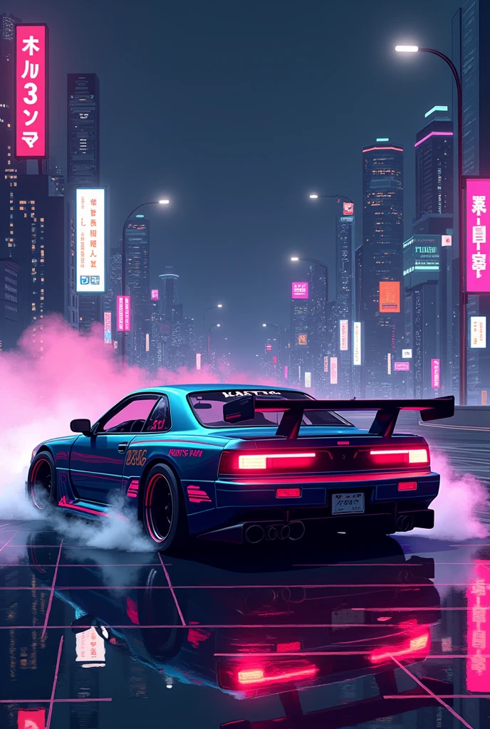 y2k style drift car 8 bit game retro