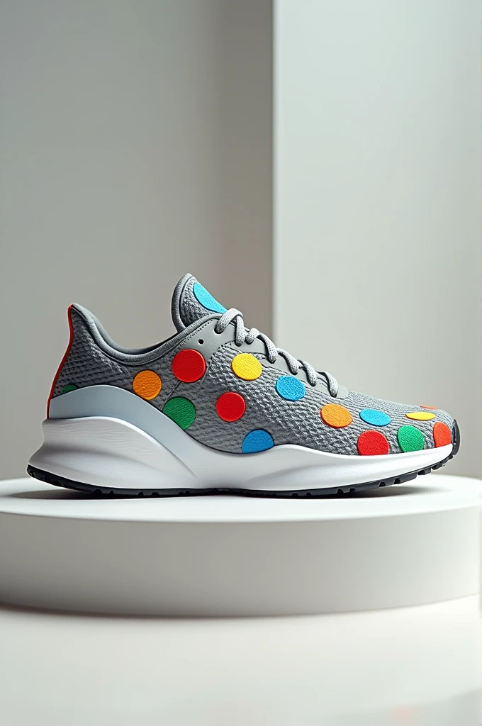 Sports shoes with circles on the sides in different colors