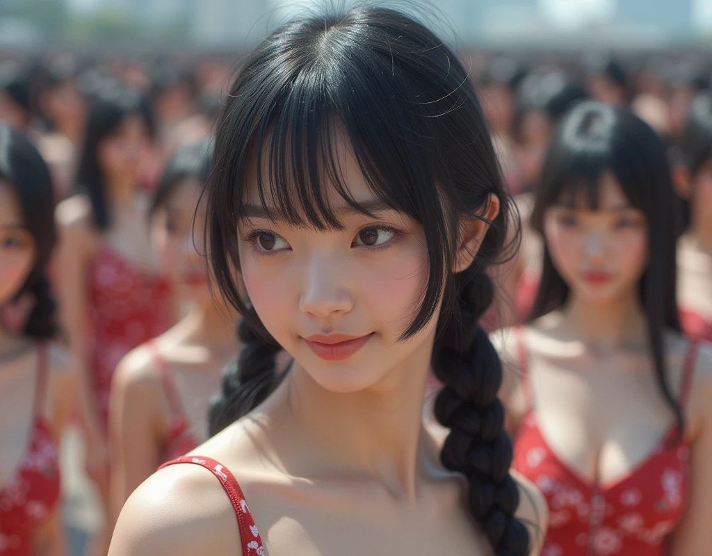 (((((Japanese Clone-girls=Myself))))), (((Super Best masterpiece Clone-girls Raw Photography Art))), (((16K, Highest quality, Ultra-high resolution, RAW Photos))), (((It's so unrealistic., With unparalleled depiction, With an unfathomable sight, An unprecedented and shocking worldview, Clone-girls: In a world of mass reproduction, Ultra-realistic))), (((Japanese Girls, Kaki-Haruka, 22yo, Small face, Thick black hair, long hair, Dark Eyes, Mature face, Cute Smile, Smiling face, A gentle gaze, (((Very pleasant look)))))), (((Very beautiful detailed girls, Accurate body structure, Accurate body movements, Very detailed body, (((Super big breasts, Large bulge of ample breasts)))))), (((Summer clothes, Short sleeve, mini skirt, hour々I can see your pants, Cleavage Emphasis, Emphasise the fullness of your breasts))), ((((((((Very detailed, Myself cloning, Depiction of splitting oneself, 1Myself girl→1,000,000,000,000,000,000,000,000,000,000Myself cloning girls)))))))), (((((((Myself clone-girlsから, Myself keeps multiplying, (Very detailed and intricate, To the exact, Perfect and consistent, (((In the same female body,With the same face, With the same hairstyle, In the same clothes, At the same height, 同じSuper big breastsである))), In a detailed depiction), 1,000,000,000,000,000,000,000,000,000,000 people))))))), (((((Myself girls only))))), (((((1,000,000,000,000,000,000,000,000,000,000Myself girls))))), (Very detailed, The awesomeness of the massively proliferating crowd of "myself", A very impactful depiction ), (Very detailed depiction, Clear and accurate perspective depiction, Ultra-wide field of view, super wide view, Focus on the average value of the image), ((The shooting angle and composition should not be limited to the front, but should be viewed from above, below, left and right.)), I'm so happy to see so many Myself crowds., I love myself, Laugh together, (Very detailed depiction, Skinship with Myself in a crowd)