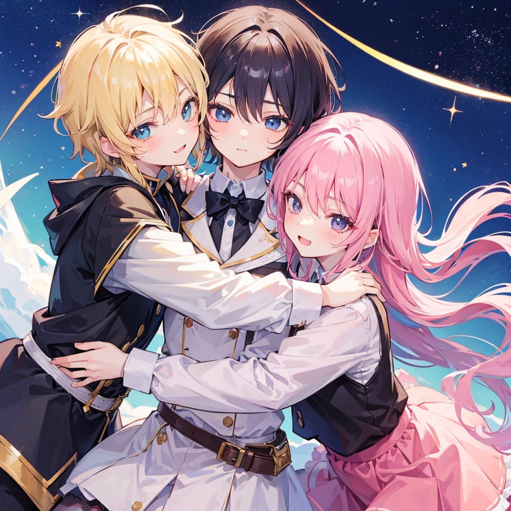 2 cute boys hug with the boys' expressions full of joy and sweetness cute 🥰 doll ,chibi
