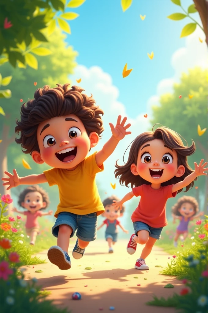 बच्चे खुशी से उछल-कूद रहे थे और हर नई चीज़ को देखकर चहक रहे थे।