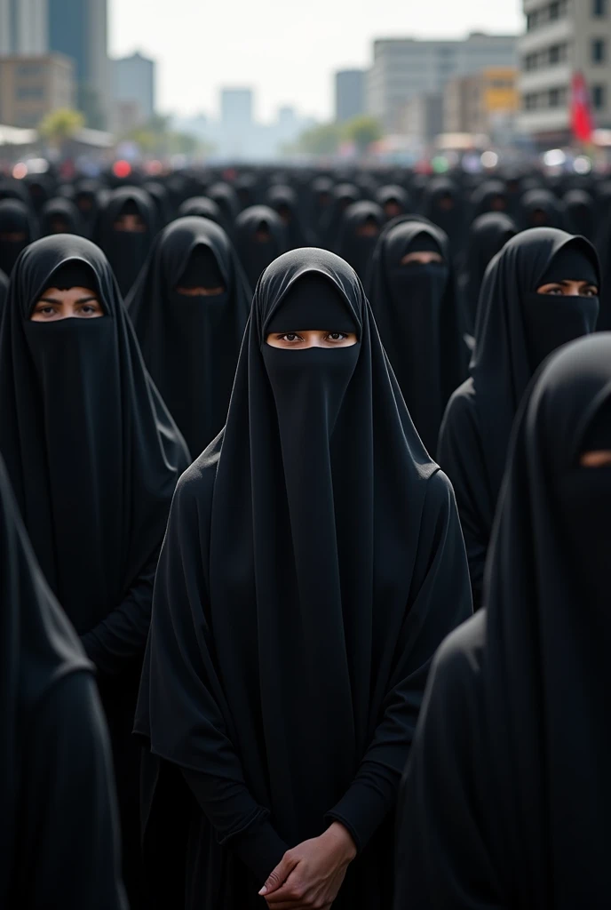 Hundred of women's with black hijab in afganistan