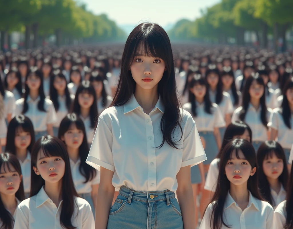(((((Japanese Clone-girls=Myself))))), (((Super Best masterpiece Clone-girls Raw Photography Art))), (((16K, Highest quality, Ultra-high resolution, RAW Photos))), (((It&#39;s so unrealistic., With unparalleled depiction, With an unfathomable sight, An unprecedented and shocking worldview, Clone-girls: In a world of mass reproduction, Ultra-realistic))), (((Japanese Girls, Kaki-Haruka, 22yo, Small face, Thick black hair, long hair, Dark Eyes, Mature face, Cute Smile, Smiling face, A gentle gaze, (((Very pleasant look)))))), (((Very beautiful detailed girls, Accurate body structure, Accurate body movements, Very detailed body, (((Super big breasts, Large bulge of ample breasts)))))), (((Summer clothes, Short sleeve, mini skirt, hour々I can see your pants, Cleavage Emphasis, Emphasise the fullness of your breasts))), ((((((((Very detailed, Myself cloning, Depiction of splitting oneself, 1Myself girl→1,000,000,000,000,000,000,000,000,000,000Myself cloning girls)))))))), (((((((Myself clone-girlsから, Myself keeps multiplying, (Very detailed and intricate, To the exact, Perfect and consistent, (((In the same female body,With the same face, With the same hairstyle, In the same clothes, At the same height, 同じSuper big breastsである))), In a detailed depiction), 1,000,000,000,000,000,000,000,000,000,000 people))))))), (((((Myself girls only))))), (((((1,000,000,000,000,000,000,000,000,000,000Myself girls))))), (非常にIn a detailed depiction, The awesomeness of the massively proliferating crowd of &quot;myself&quot;, A very impressive sight ), (Very detailed depiction, Clear and accurate perspective depiction, Ultra-wide field of view, super wide view, Focus on the average value of the image), ((The shooting angle and composition should not be limited to the front, but should be viewed from above, below, left and right.)), I&#39;m so happy to see so many Myself crowds., I love myself, Laugh together, (Very detailed depiction, Skinship with Myself in a crowd)