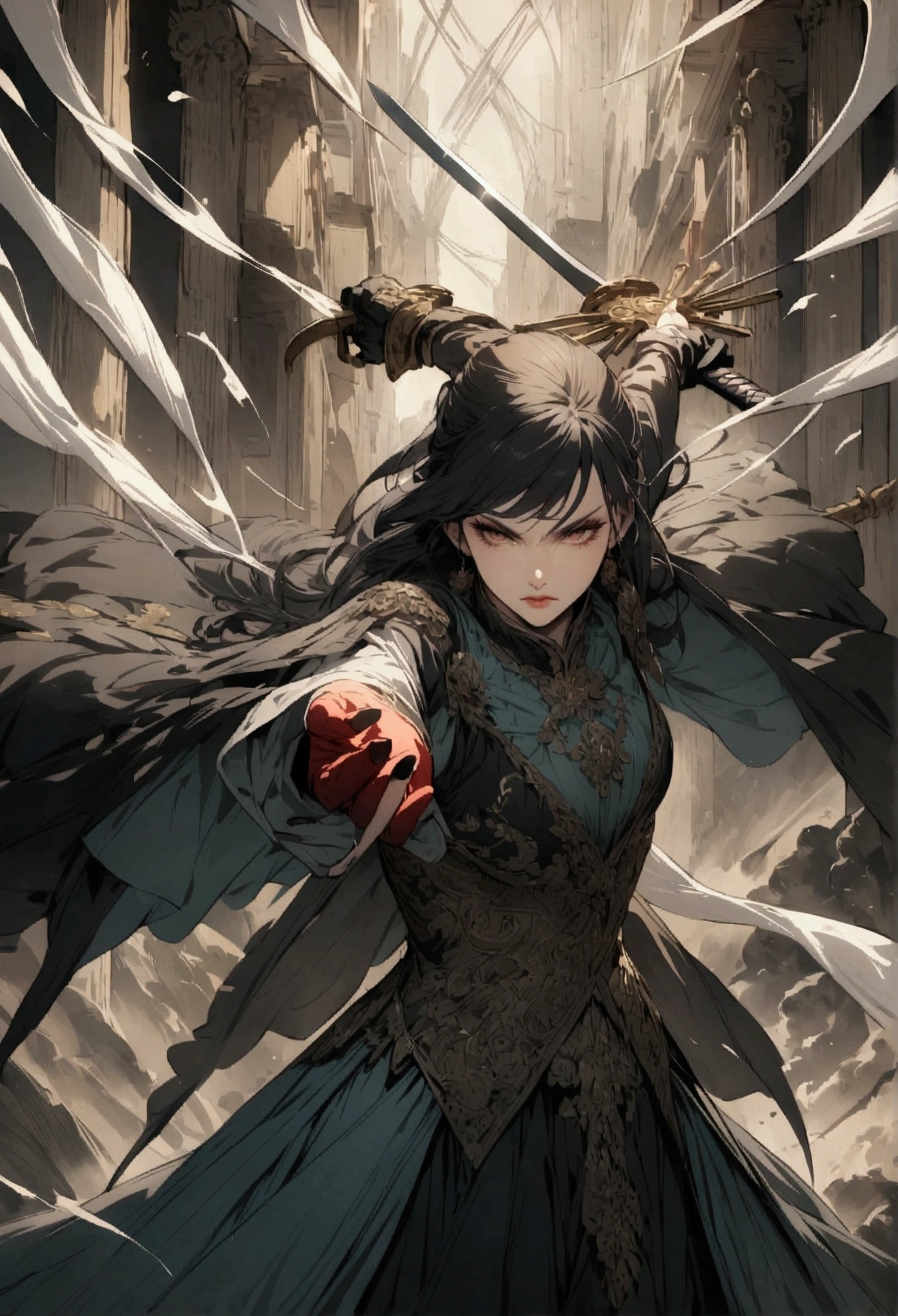creates two characters fighting with swords and powers