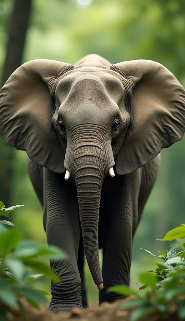 high quality, 8K Ultra HD, A beautiful wildlife animals more elephant with jungle, baby elephant, plants, ROK ,