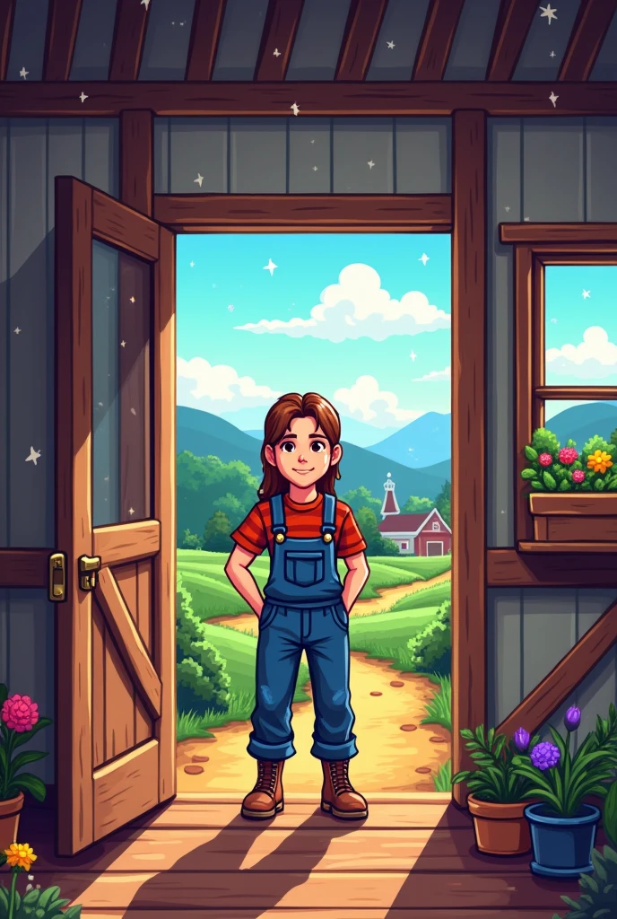  birthday invitation for August 31st with the theme of the game Stardew Valley in pixel art