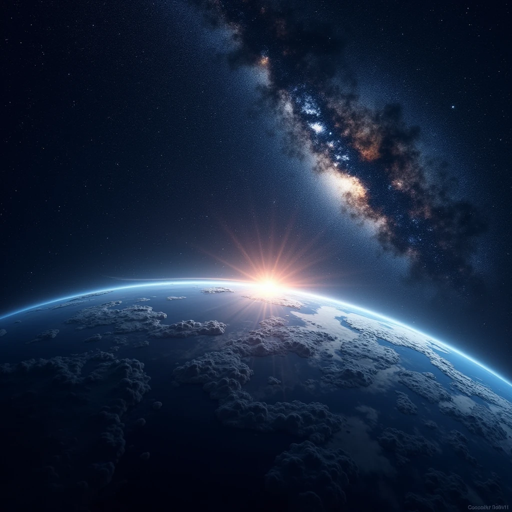 meteor shower from space into the earth,
