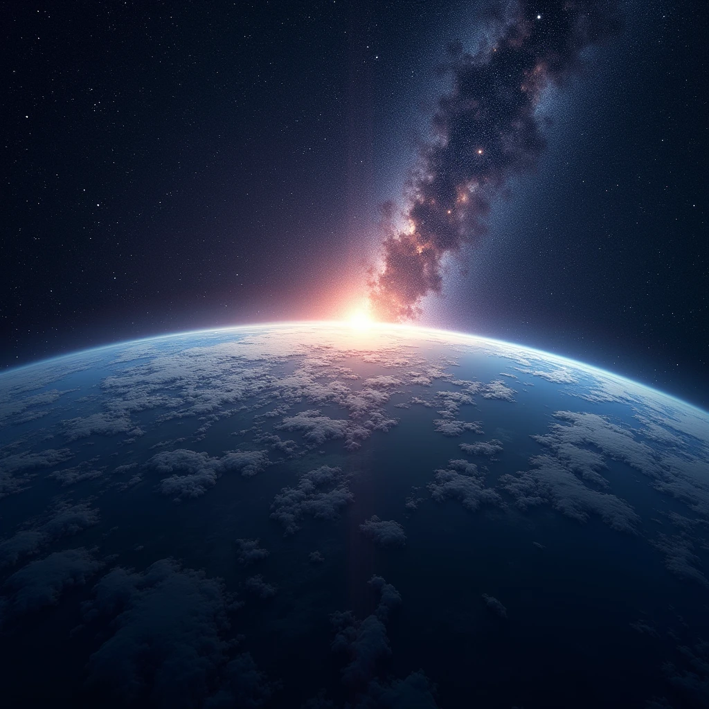 meteor shower from space into the earth,