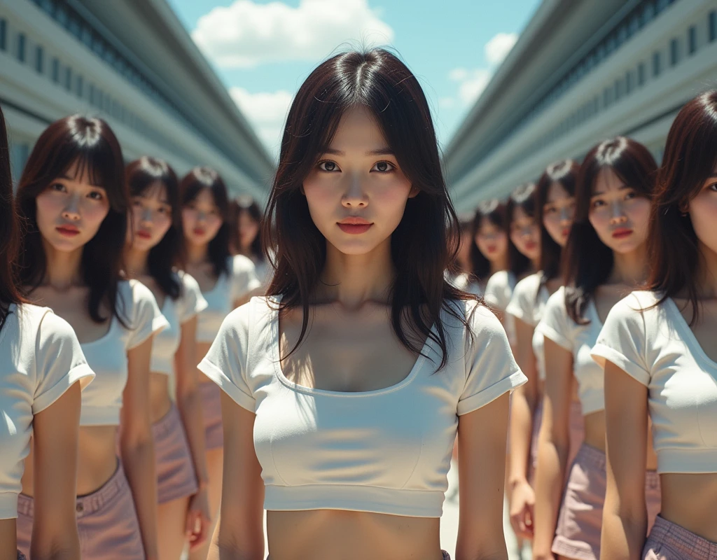 (((((Japanese Clone-girls=Myself))))), (((Super Best masterpiece Clone-girls Raw Photography Art))), (((16K, Highest quality, Ultra-high resolution, RAW Photos))), (((It's so unrealistic., With unparalleled depiction, With an unfathomable sight, An unprecedented and shocking worldview, Clone-girls: In a world of mass reproduction, Ultra-realistic))), (((Japanese Girls, Kaki-Haruka, 22yo, Small face, Thick black hair, long hair, Dark Eyes, Mature face, Cute Smile, Smiling face, A gentle gaze, (((Very pleasant look)))))), (((Very beautiful detailed girls, Accurate body structure, Accurate body movements, Very detailed body, (((Super big breasts, Large bulge of ample breasts)))))), (((Summer clothes, Short sleeve, mini skirt, hour々I can see your pants, Cleavage Emphasis, Emphasise the fullness of your breasts))), ((((((((Very detailed, Myself cloning, Depiction of splitting oneself, 1Myself girl→1,000,000,000,000,000,000,000,000,000,000Myself cloning girls)))))))), (((((((Myself clone-girlsから, Myself keeps multiplying, (Very detailed and intricate, To the exact, Perfect and consistent, (((In the same female body,With the same face, With the same hairstyle, In the same clothes, At the same height, 同じSuper big breastsである))), In a detailed depiction), 1,000,000,000,000,000,000,000,000,000,000 people))))))), (((((Myself girls only))))), (((((1,000,000,000,000,000,000,000,000,000,000Myself girls))))), (非常にIn a detailed depiction, The awesomeness of the massively proliferating crowd of "myself", A very impressive sight, Physical contact), (Very detailed depiction, Clear and accurate perspective depiction, Ultra-wide field of view, super wide view, Focus on the average value of the image), ((The shooting angle and composition, From above, From below, From the left, From the right, View Myself)), I'm so happy to see so many Myself crowds., I love myself, Laugh together