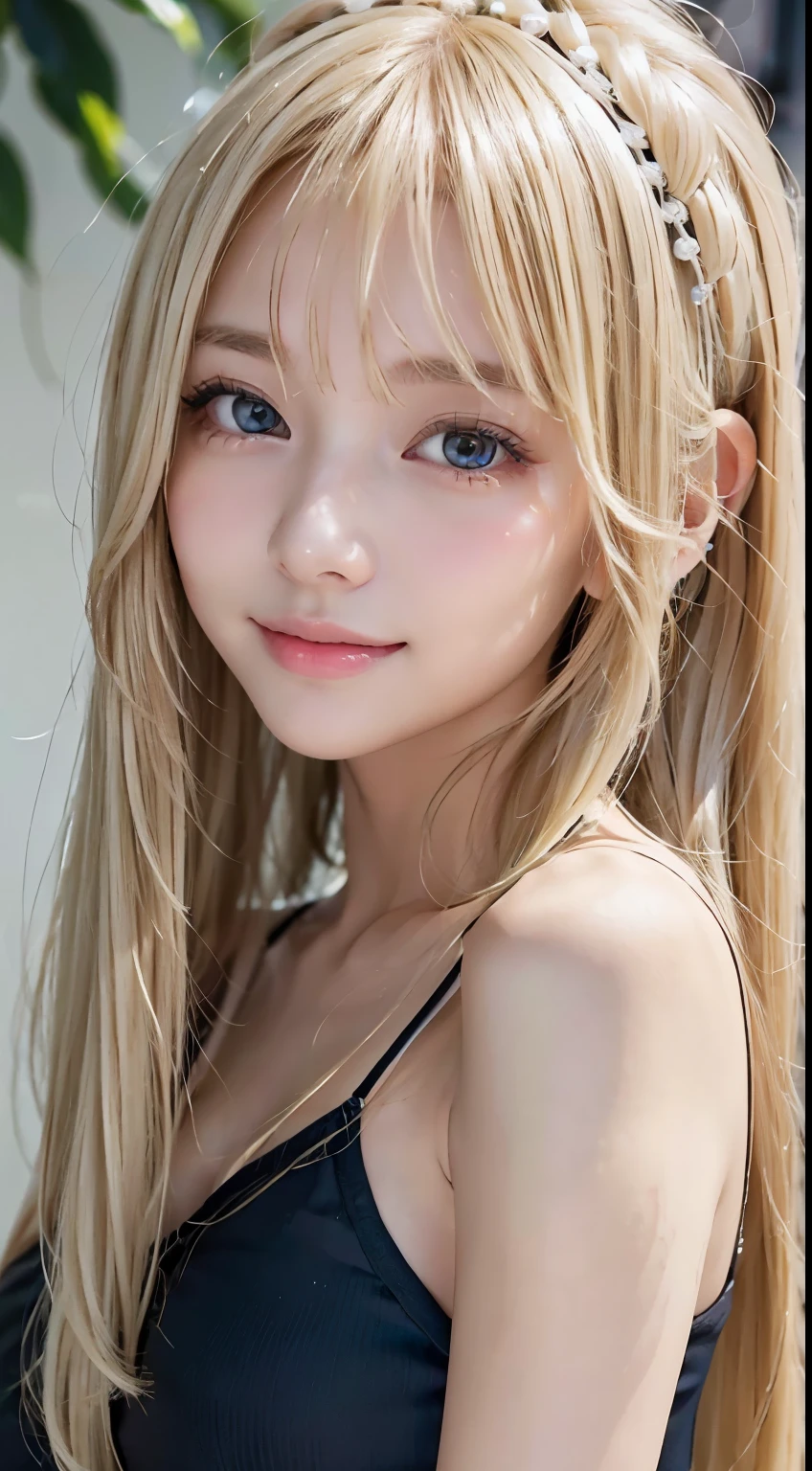 windy blonde hair、Sexy and beautiful、Very cute face、very long and beautiful straight blonde hair、Shiny and dazzling bright blonde hair、Very cute beautiful face、Sexy and cute beauty 1、Her bright pearl green eyes are cute、Beautiful transparent skin、Long bangs cover cute features、Beautiful babe with clear, beautiful dark blonde silky hair