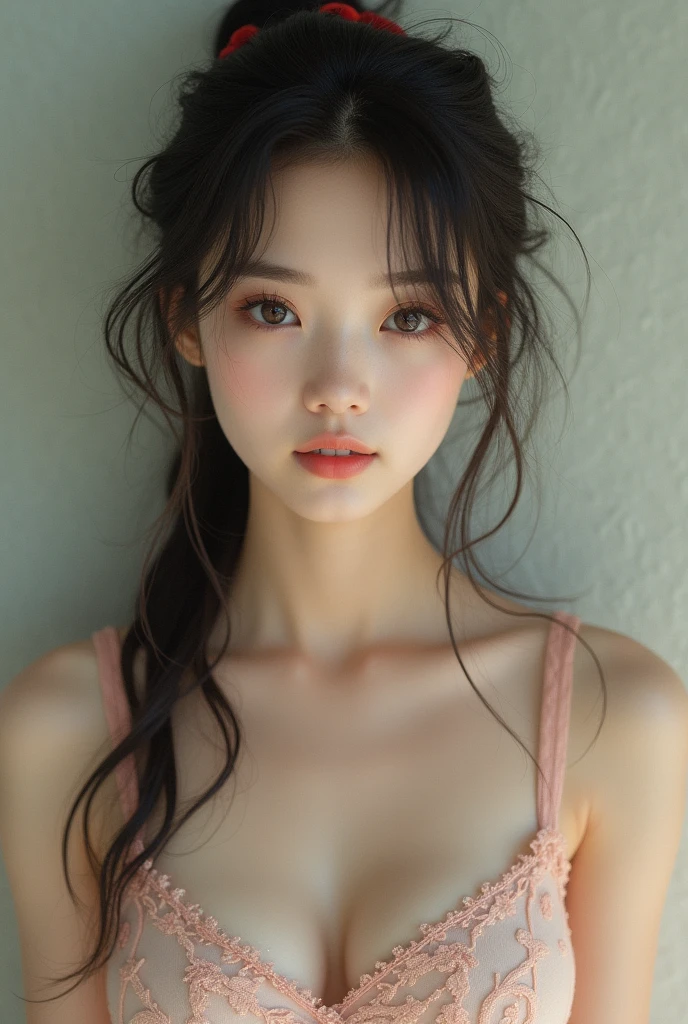 (masterpiece:1.4), (8K, Reality, RAW photos, best quality: 1.4), Japanese, (1 Girl), Pretty Face, (Realistic face:1.4), (High Detail Hair:1.3), Beautiful hairstyle, Realistic eyes, Beautiful and delicate eyes, (Realistic skin:1.3), Beautiful Skin, attractive, Ultra-high resolution, Surreal, Very detailed, Golden Ratio, (Delicate face:1.4), (Realistic medium breasts:1.4), (no-bra:1.4), Lively_nipple,