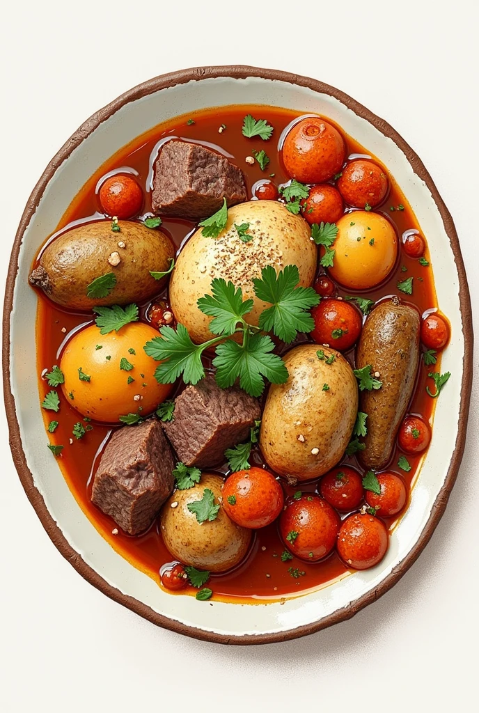 Make me a sketch of the tullpa dish from Arequipa
