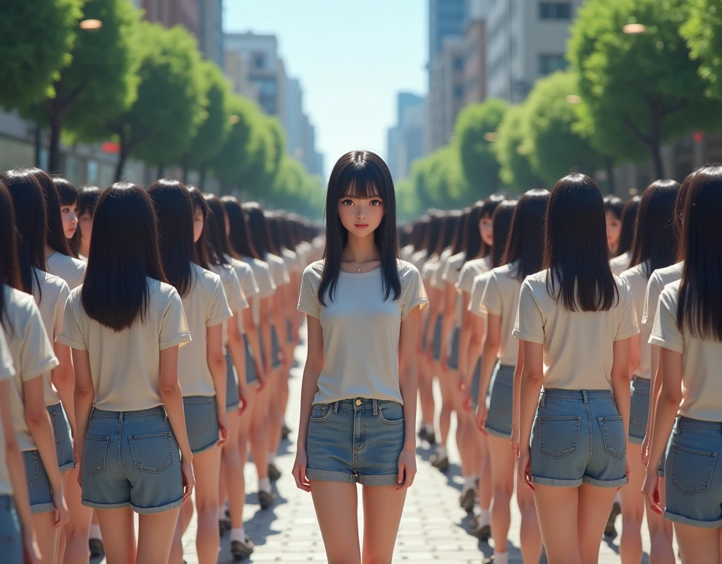 (((((Japanese Clone-girls=Myself))))), (((Super Best masterpiece Clone-girls Raw Photography Art))), (((16K, Highest quality, Ultra-high resolution, RAW Photos))), (((It's so unrealistic., With unparalleled depiction, With an unfathomable sight, An unprecedented and shocking worldview, Clone-girls: In a world of mass reproduction, Ultra-realistic))), (((Japanese Girls, Kaki-Haruka, 22yo, Small face, Thick black hair, long hair, Dark Eyes, Mature face, Cute Smile, Smiling face, A gentle gaze, (((Very pleasant look)))))), (((Very beautiful detailed girls, Accurate body structure, Accurate body movements, Very detailed body, (((Super big breasts, Large bulge of ample breasts)))))), (((Summer clothes, Short sleeve, mini skirt, hour々I can see your pants, Cleavage Emphasis, Emphasise the fullness of your breasts))), ((((((((Very detailed, Myself cloning, Depiction of splitting oneself, 1Myself girl→1,000,000,000,000,000,000,000,000,000,000Myself cloning girls)))))))), (((((((Myself clone-girlsから, Myself keeps multiplying, (Very detailed and intricate, A perfectly matched depiction, (((In the same female body,With the same face, With the same hairstyle, In the same clothes, At the same height, 同じSuper big breastsである))), 1,000,000,000,000,000,000,000,000,000,000 people))))))), (((((Myself girls only))))), (((((1,000,000,000,000,000,000,000,000,000,000Myself girls))))), (Very detailed描写で, The awesomeness of the massively proliferating crowd of "myself", A very impressive sight ), (Very detailed depiction, Clear and accurate perspective depiction, Ultra-wide field of view, super wide view, Focus on the average value of the image), ((The shooting angle and composition, From above, From below, From the left, From the right, View Myself)), I'm so happy to see so many Myself crowds., I love myself, Laugh together, (Very detailed depiction, Skinship with Myself in a crowd)