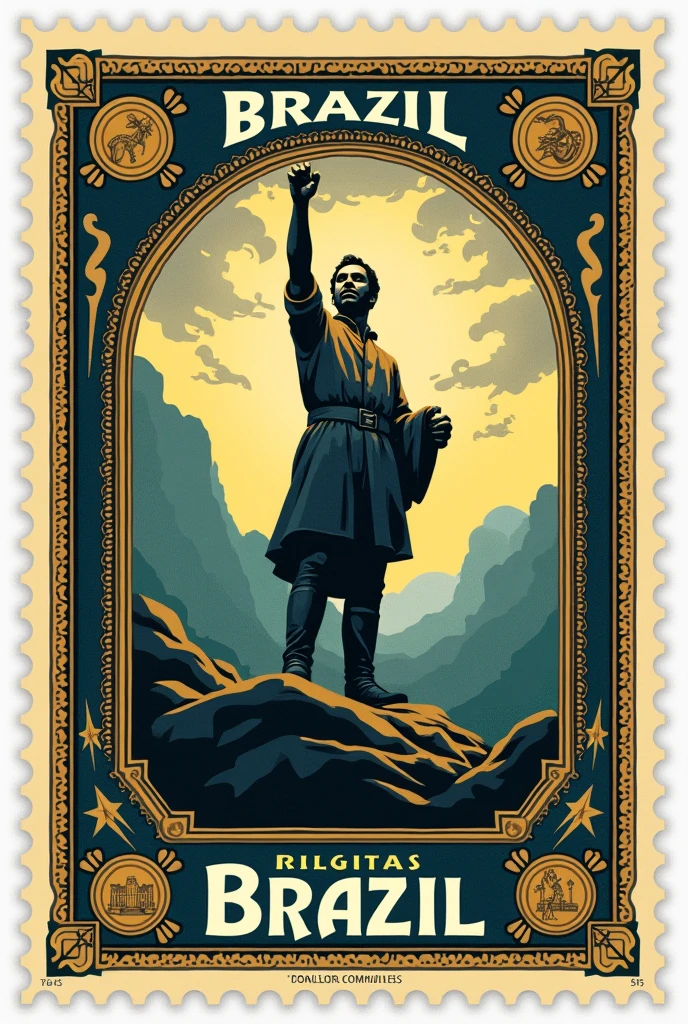 Create a postage stamp with the image of Brazil's independence