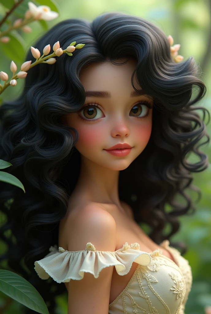 Princess with the black curly hair, and 160 cm height