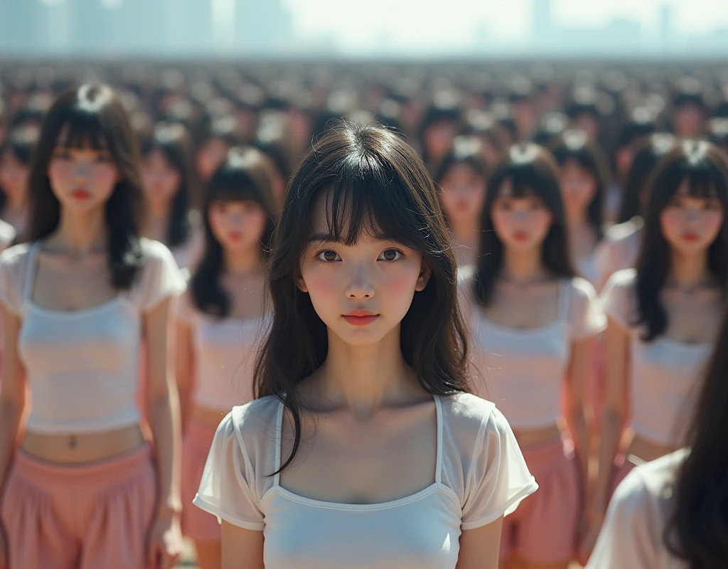 (((((Japanese Clone-girls=Myself))))), (((Super Best masterpiece Clone-girls Raw Photography Art))), (((16K, Highest quality, Ultra-high resolution, RAW Photos))), (((It's so unrealistic., With unparalleled depiction, With an unfathomable sight, An unprecedented and shocking worldview, Clone-girls: In a world of mass reproduction, Ultra-realistic))), (((Japanese Girls, Sasaki Nozomi, 28yo, Small face, Thick black hair, long hair, Dark Eyes, Mature face, Cute Smile, Smiling face, A gentle gaze, (((Very pleasant look)))))), (((Very beautiful detailed girls, Accurate body structure, Accurate body movements, Very detailed body, (((Super big breasts, Large bulge of ample breasts)))))), (((Summer clothes, Short sleeve, mini skirt, hour々I can see your pants, Cleavage Emphasis, Emphasise the fullness of your breasts))), ((((((((Very detailed, Myself cloning, Depiction of splitting oneself, 1Myself girl→1,000,000,000,000,000,000,000,000,000,000Myself cloning girls)))))))), (((((((Myself clone-girlsから, Myself keeps multiplying, (Very detailed and intricate, A perfectly matched depiction, (((In the same female body,With the same face, With the same hairstyle, In the same clothes, At the same height, 同じSuper big breastsである))), 1,000,000,000,000,000,000,000,000,000,000 people))))))), (((((Myself girls only))))), (((((1,000,000,000,000,000,000,000,000,000,000Myself girls))))), (Very detailed描写で, The awesomeness of the massively proliferating crowd of "myself", A very impressive sight ), (Very detailed depiction, Clear and accurate perspective depiction, Ultra-wide field of view, super wide view, Focus on the average value of the image), ((The shooting angle and composition, From above, From below, From the left, From the right, View Myself)), I'm so happy to see so many Myself crowds., I love myself, Laugh together, (Very detailed depiction, Skinship with Myself in a crowd)