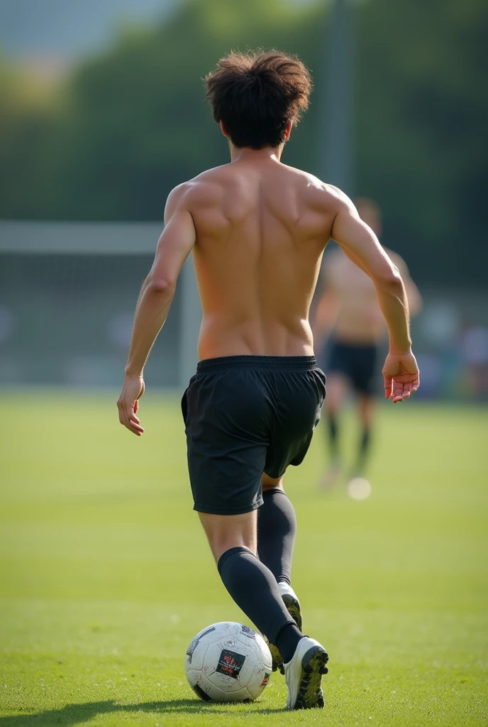 Photo Quality、A lot of cute handsome men、Mash Hair、Japanese male, 、Completely naked、Full nudity、erection、Huge penis、Highest quality、Realistic、beautiful、完全Completely naked、Back view、Full nudity、Playing soccer、Butt、Naked、Kicking the ball