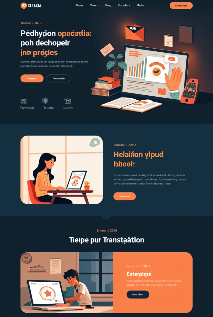 Un exemple de ce à quoi devrait ressembler un site web pour école avec un thème sombre et un thème clair avec des détails