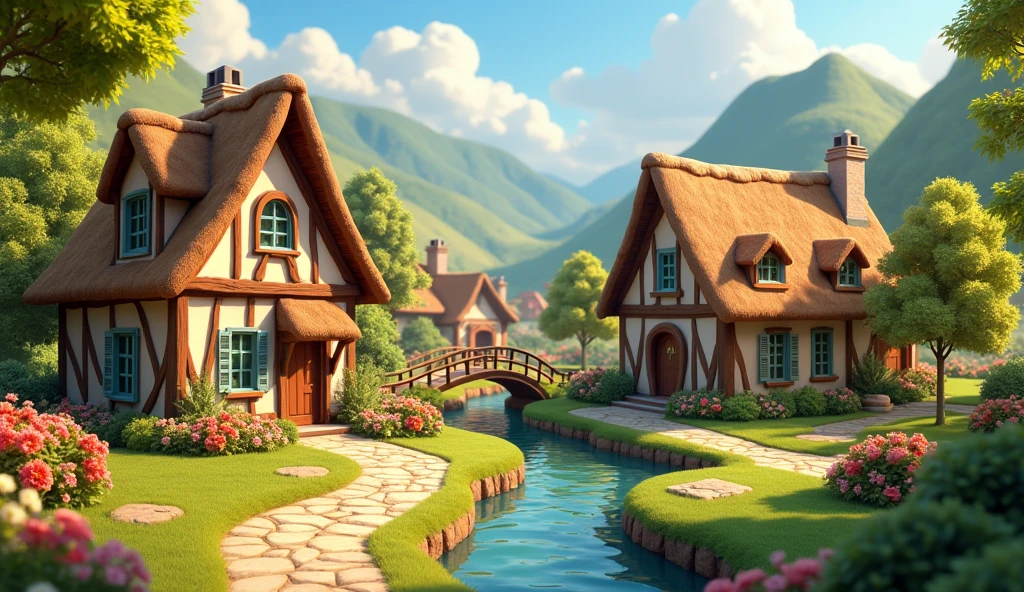 Charming houses with a rustic, idyllic atmosphere.
3d animation ,disney and inspiration