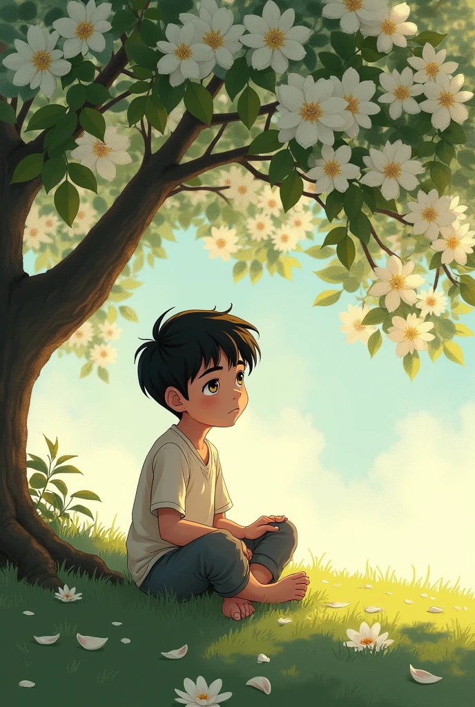 Create a story for a boy under a jasmine tree