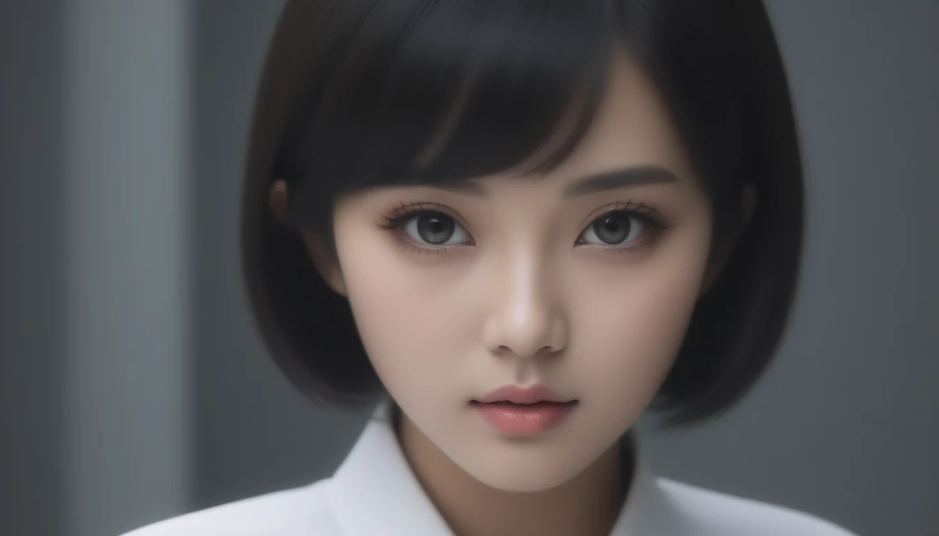 8k, Ultra-high resolution, Highest quality, masterpiece, 三分割法によるphotograph,Surreal, photograph,One Woman, (:1.3), cute, cute顔, 細部までBeautiful Eyes, 細かくdetailedに,masterpiece,One Girl:1.2,Japanese women,kindergarten,close up,glaring,Black short hair,Bowl cut,ID photo,(kindergarten uniforms:1.3),Eccentric,Future City,white collar,((Fusion of humans and androids))(Beautiful attention to detail),Subtle details, detailedな顔,anger,Attractive eyes,(ポートレートphotograph:1.4),(Photorealistic images:1.4),Fantasy art,(Beautiful Face:1.4),美しくAttractive eyes、Beautiful Eyes,Silver residue,(Tight waist:1.4)、(Beautiful with perfect body proportions:1.4),Pink Lips,profile,(((Ideal body type))),A-cup small breasts :2,、Portraiture:2、Perfect Anatomy、鮮明なdetailed、detailed,Fashion magazine cover,Thin lips,完璧でBeautiful Face ,完璧でcute顔, Skin with attention to detail, Perfect limbs、Narrow waist,Surreal,Light and shadow,spotlight