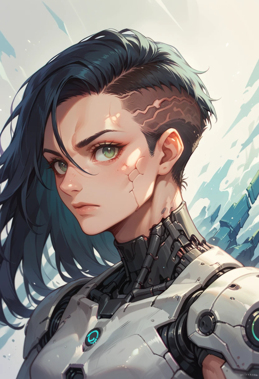 Cyborg Headshot, A complex pattern of eyes reminiscent of the cosmos