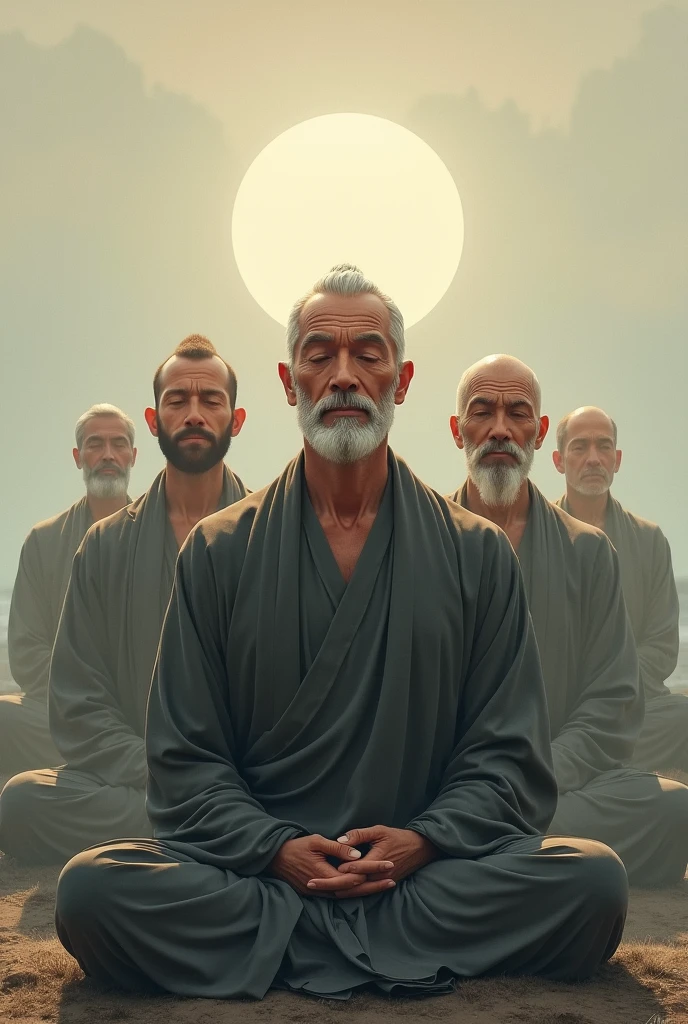 men with a good few serious and zen open eyes