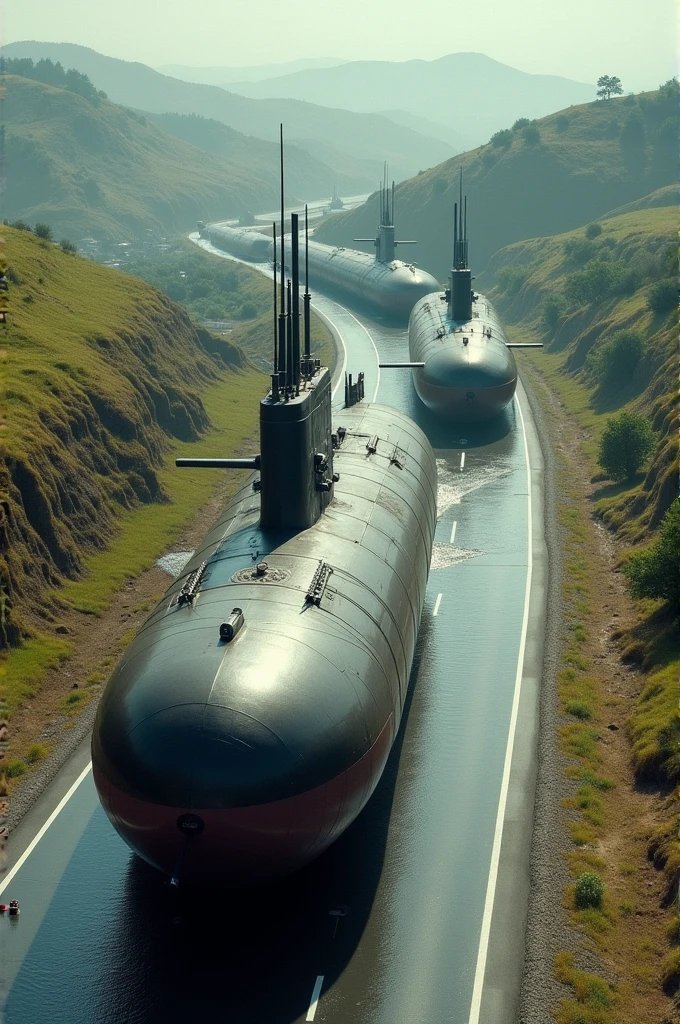 Submarines on road
