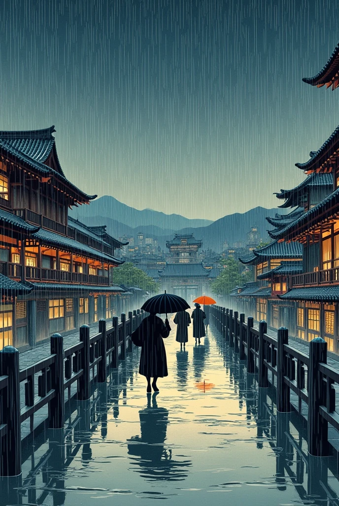 Hiroshige Utagawa One Hundred Famous Views of Edo A sudden shower on the bridge
