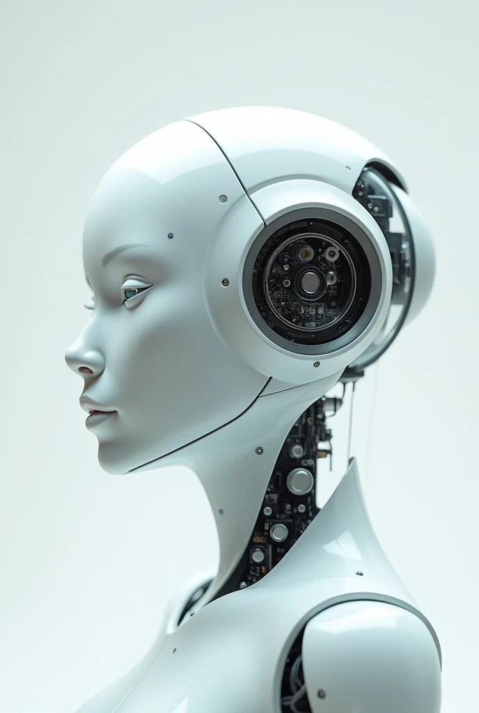 AI robotic head with transparent background and no face, no realistic style 