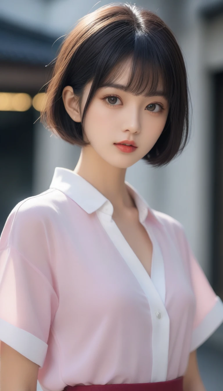 8k, Ultra-high resolution, Highest quality, masterpiece, 三分割法によるphotograph,Surreal, photograph,One Woman, (:1.3), cute, cute顔, 細部までBeautiful Eyes, 細かくdetailedに,masterpiece,One Girl:1.2,Japanese women,kindergarten,close up,glaring,Black short hair,Bowl cut,ID photo,(kindergarten uniforms:1.3),Eccentric,Future City,white collar,((Fusion of humans and androids))(Beautiful attention to detail),Subtle details, detailedな顔,anger,Attractive eyes,(ポートレートphotograph:1.4),(Photorealistic images:1.4),Fantasy art,(Beautiful Face:1.4),美しくAttractive eyes、Beautiful Eyes,Silver residue,(Tight waist:1.4)、(Beautiful with perfect body proportions:1.4),Pink Lips,profile,(((Ideal body type))),A-cup small breasts :2,、Portraiture:2、Perfect Anatomy、鮮明なdetailed、detailed,Fashion magazine cover,Thin lips,完璧でBeautiful Face ,完璧でcute顔, Skin with attention to detail, Perfect limbs、Narrow waist,Surreal,Light and shadow,spotlight