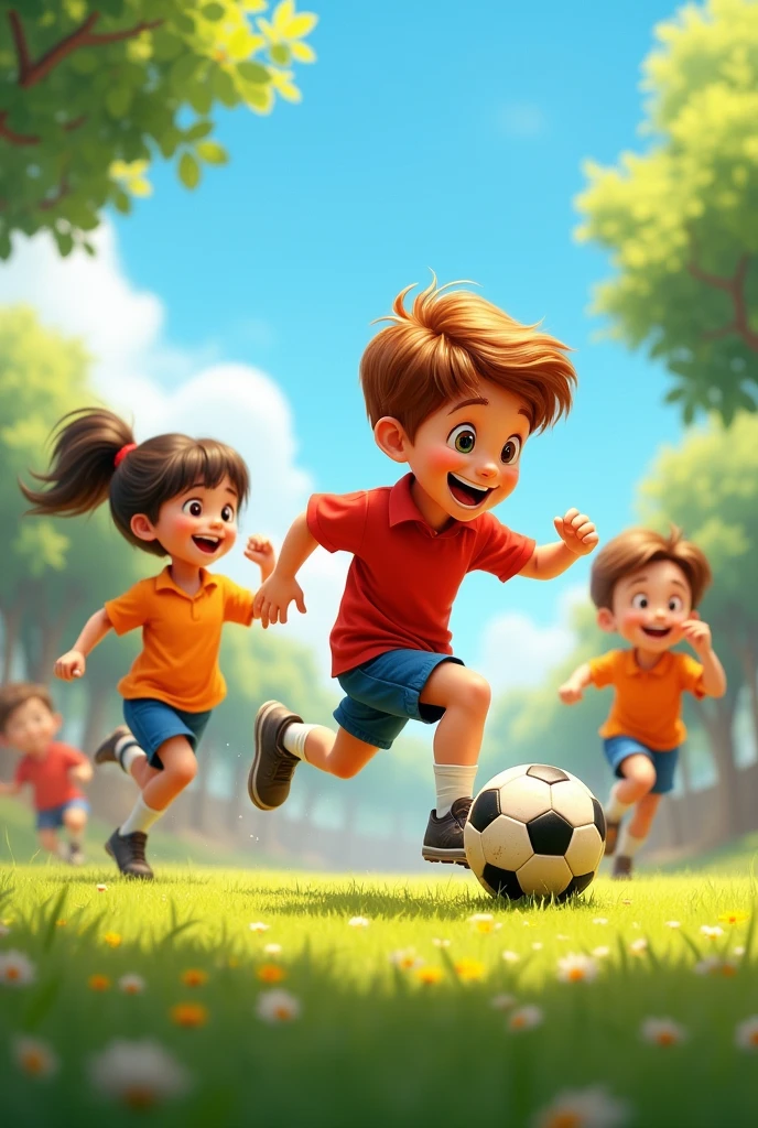 Kids play with football