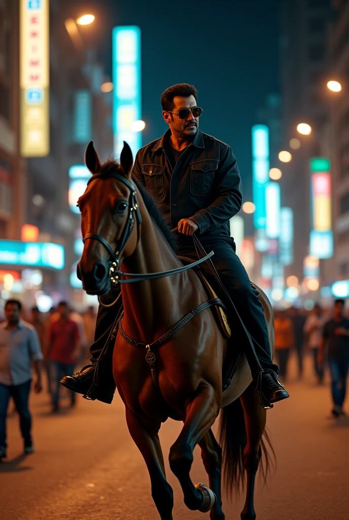 Salman Khan riding Horse in mumbai streets in night