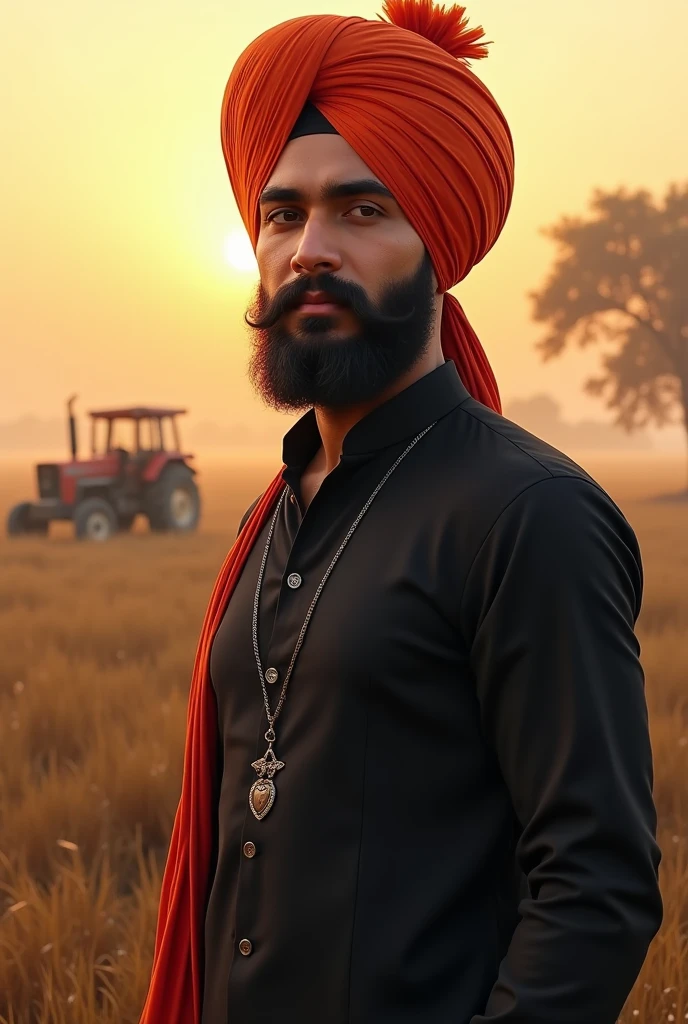 To generate an image inspired by Sidhu Moosewala while adhering to guidelines, here's a descriptive prompt:
*"A young man with a strong and confident demeanor, standing in an open field with a traditional Punjabi backdrop. He has a distinct beard, wearing a stylish black kurta with a vibrant turban. His eyes reflect determination and passion, with a subtle smirk on his face. The background shows rural Punjab with fields, a tractor in the distance, and a warm, golden sunset casting long shadows, emphasizing his larger-than-life presence."*
This prompt captures the essence of Sidhu Moosewala without directly replicating his likeness.