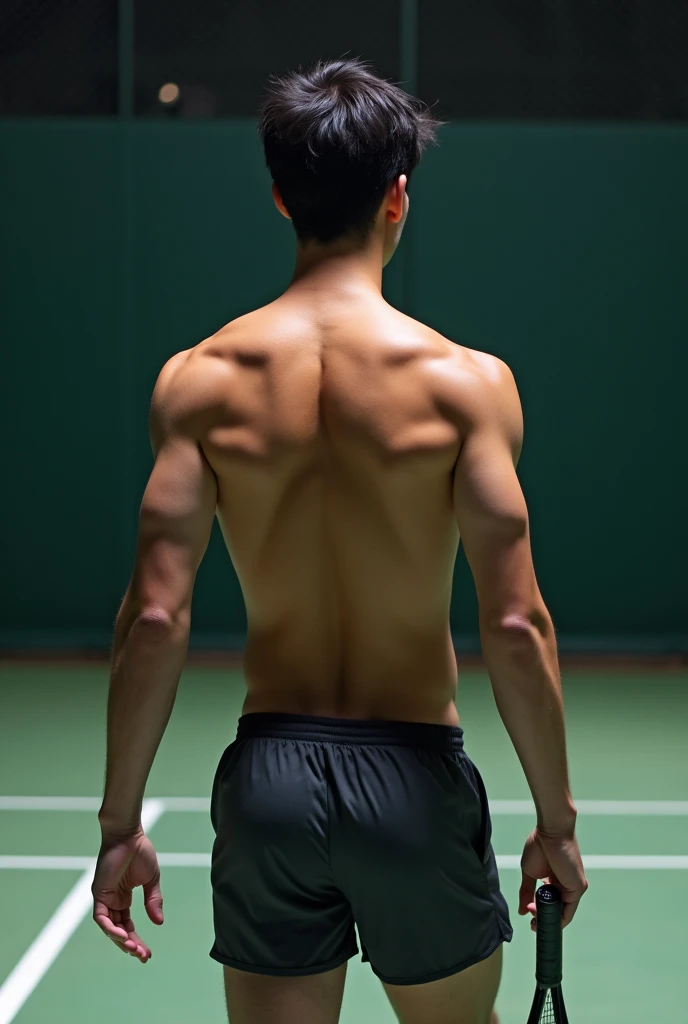 Photo Quality、A lot of cute handsome men、Mash Hair、Japanese male, 、Completely naked、Full nudity、erection、Huge penis、Highest quality、Realistic、beautiful、完全Completely naked、Back view、Full nudity、Tennis court、night