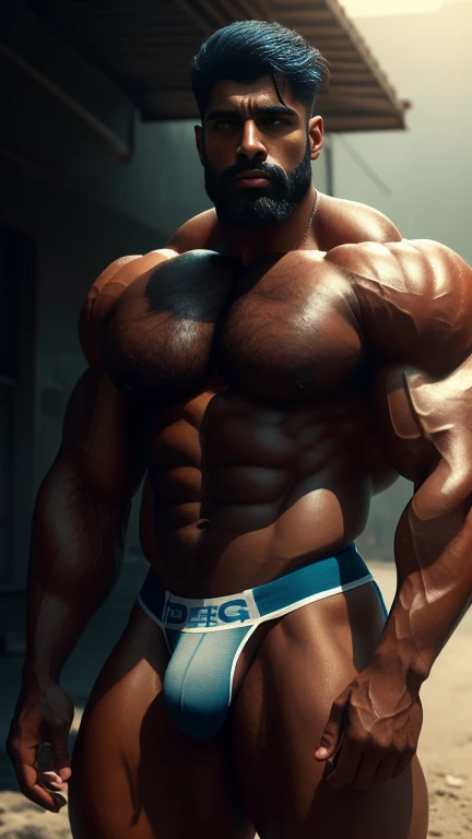 handsome guy, Indian daddy,His perfect( big huge penis) is (coming out) of his pant,masterpieces Hairy chest, mustache, buzz clip, naked,(Ultra-thin tight thong),Big bag highlights,Plump your pectoral muscles,Sexy and charming expression,Gloomy eyes,blue eyes,Basketball court outside, ((Slim, muscular)), photoactual, photo, masterpiece, actual, realism, photorealism, high contrast, photoactual digital art trending on Artstation 8k HD high definition detailed actual, detailed, Texture, hyper detailed, actual Texture, armature, best quality, 超high resolution, (photoactual:1.4),, high resolution, detailed, raw photo, Sharp Re, by lee jeffries nikon d850 film stock photograph 4 kodak portra 400 camera f1.6 lens rich colors hyper actual lifelike texture dramatic lighting unrealengine trending on artstation cinestill 800,