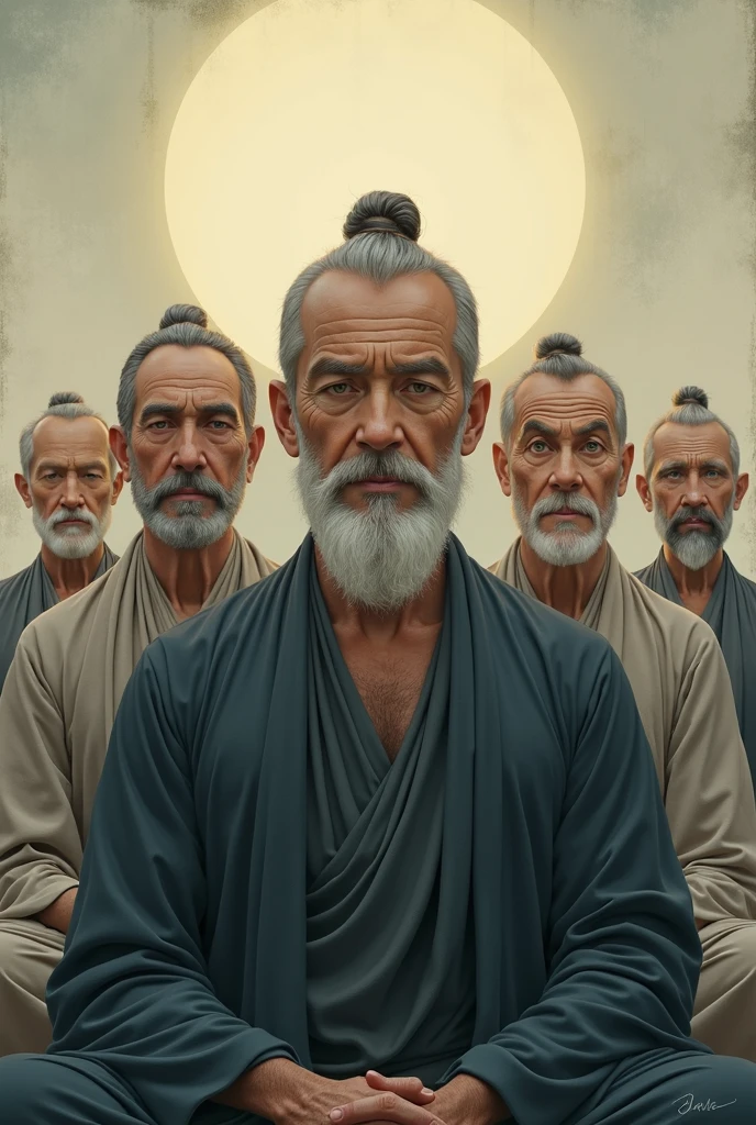 men with a good few serious and zen open eyes