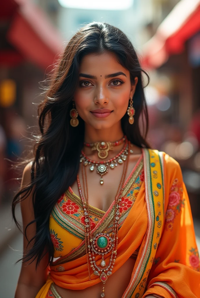 Average Indian girl around 20 years old in bold clothes