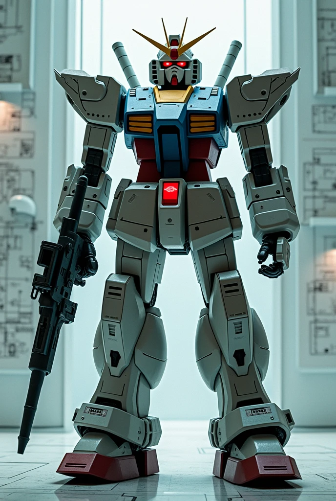 (work of art:1.2,exceptional quality,mirror-like,Cinematic experience,photorrealistic:2.0,RAW Photos:2.0,super verbose),8k,wall-paper,,(Represented in a hologram:2.0),(hard edge:2.0),(Robot plant:2.0),(Draw the front view:2.0),(Mobile SuitGundam:2.0),(Gundam),(RX78-2:2.0),(Twin Eye:2.0),(Avant-garde mechanical design:2.0),(Drawing detailed plans:2.0),(Numerous notes on the settings:2.0)
