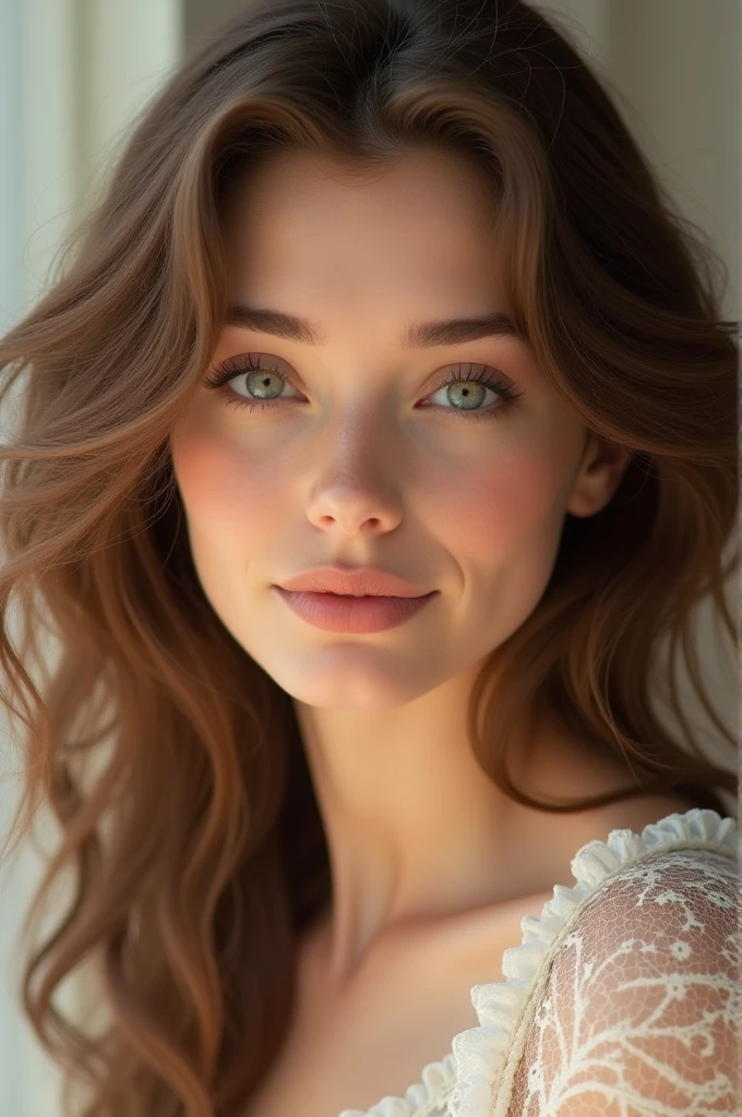Woman with brown curly hair