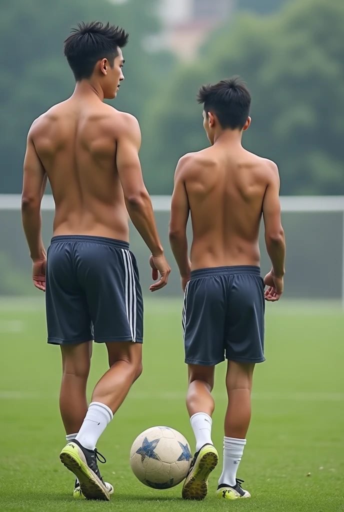 2boy、Photo Quality、A lot of cute handsome men、Mash Hair、Japanese male, 、Completely naked、Full nudity、erection、Huge penis、Highest quality、Realistic、beautiful、完全Completely naked、Back view、Full nudity、Playing soccer、Butt、Naked、Kicking the ball、Completely naked、Full nudity、Butt