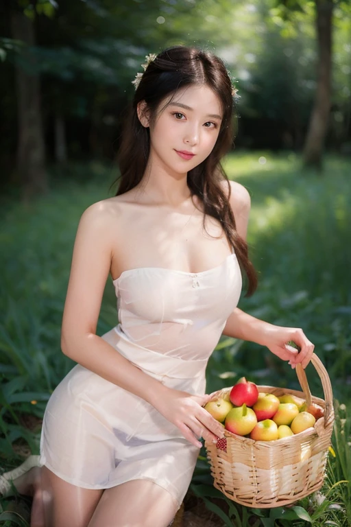 6 eared tribal women picking fruit in the garden, pretty, Good shape, large boobs, fantasy, mythology, Marvel, Magic,