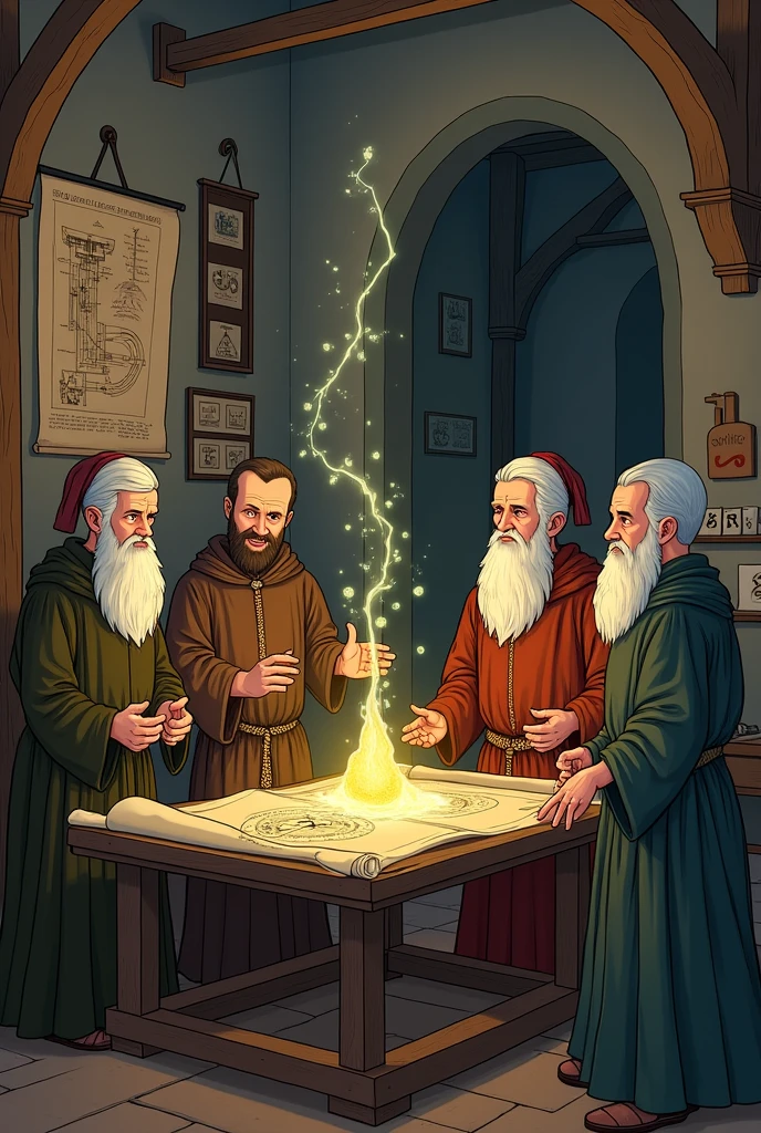 Create me a science meme depiciting science and technology during medieval and middle ages. That unique and make the audience laugh